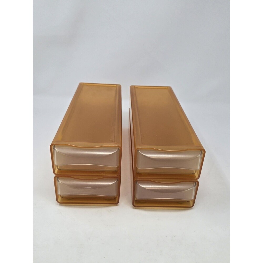 VINTAGE TUPPERWARE STORAGE SYSTEM STACKABLE DRAWER SET OF 4 ORANGE FRIDGE OFFICE